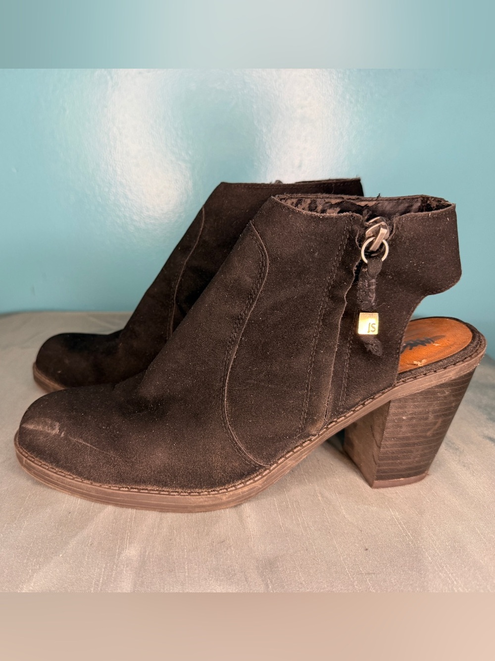 Mossimo Supply Co. Black Suede Open-Back Ankle Booties